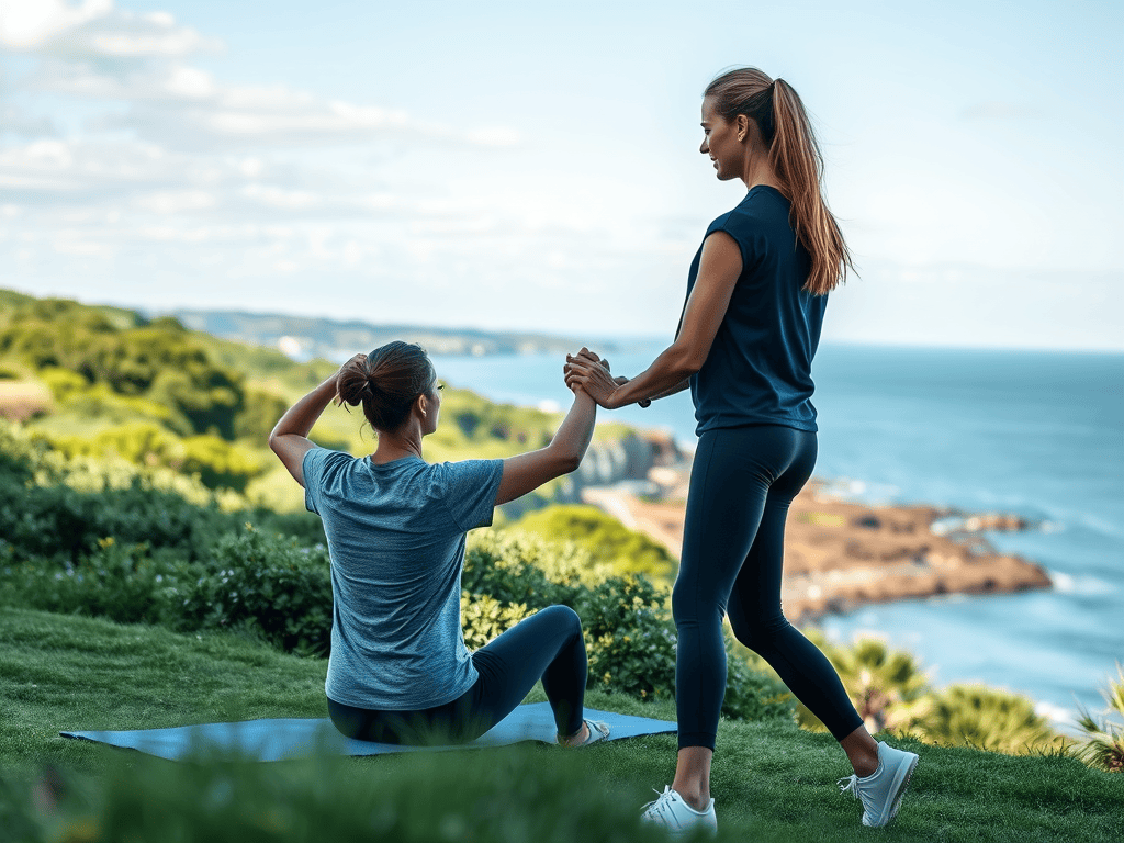 Séance de coaching sportif en extérieur dans le Morbihan